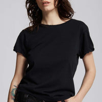 Black Fitted Distressed Tee