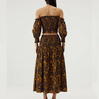 Blurred Out Shirred Maxi Skirt