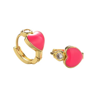 Hot Pink Heart Huggie