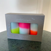 Dip Dye Neon Pillars Rainbow Drops