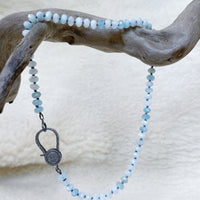 Aquamarine Necklace with Large Pave Diamond Clasp