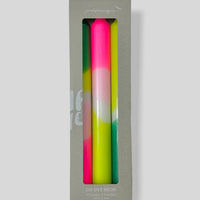 Dip Dye Neon Candles Green Splash