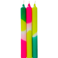 Dip Dye Neon Candles Green Splash