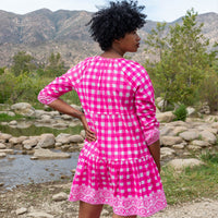 Priya Dress in Hot Pink Gingham