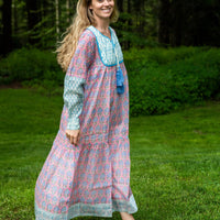 Silk Jodhpur Dress in Eva Pink Pineapple Print