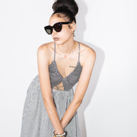 Sandine Linen Dress in Black/White