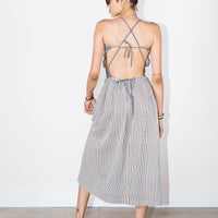 Sandine Linen Dress in Black/White