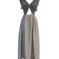 Sandine Linen Dress in Black/White