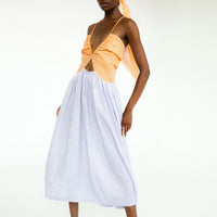 Sandine Linen Dress in Orange/Lilac