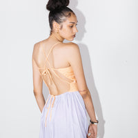 Sandine Linen Dress in Orange/Lilac