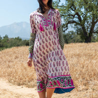 Silk Yukari Dress in Faded Rose Phool Print