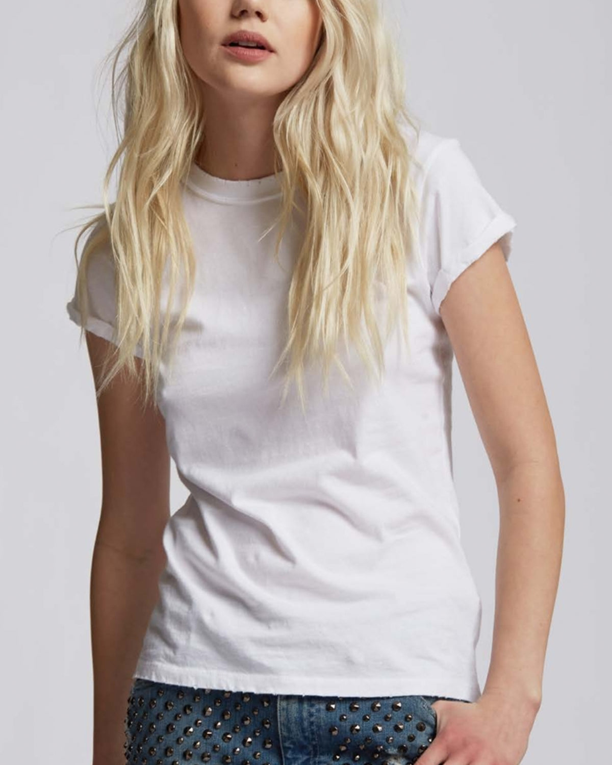 White Fitted Distressed Tee