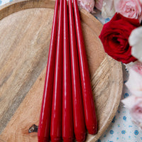 Hand-Dipped Lacquer Taper Candles, Pair