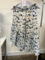 Augden White Silk Skirt with blue splatter - size S