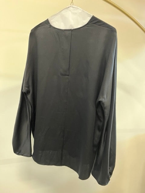 Vince Black Silk Long Sleeve Shirt - size S