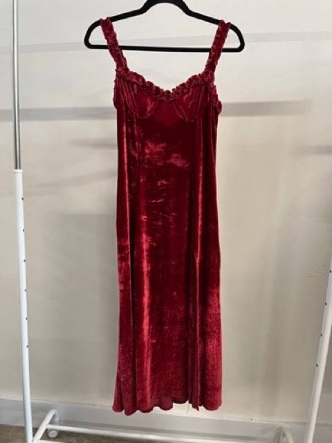 reformation red velvet dress Reformation Minna Velvet Dress - Crimson