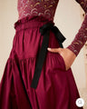 UllaJohnson Burgundy Rouched skirt with black ribbons - size M