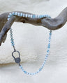 Aquamarine Necklace with Large Pave Diamond Clasp