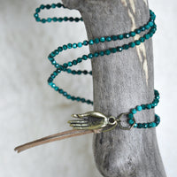 Malachite Necklace with Gyan Mudra Hand Charm