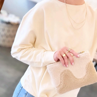 Purple Waves Shearling Zipper Pouch
